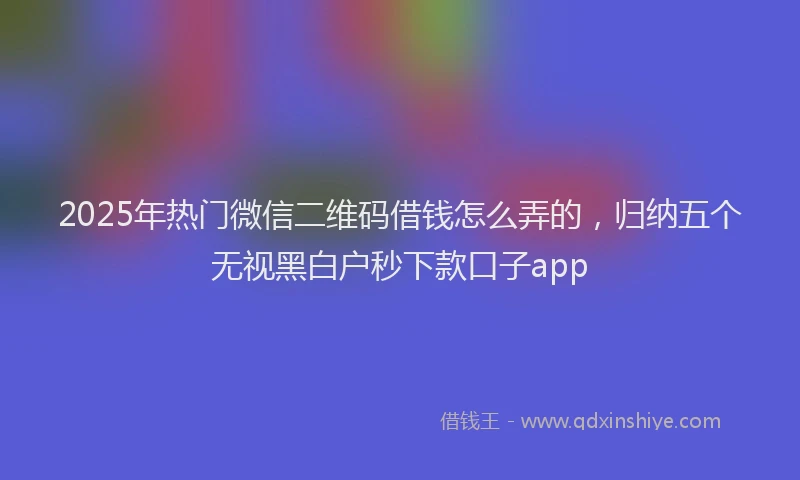 2025年热门微信二维码借钱怎么弄的，归纳五个无视黑白户秒下款口子app