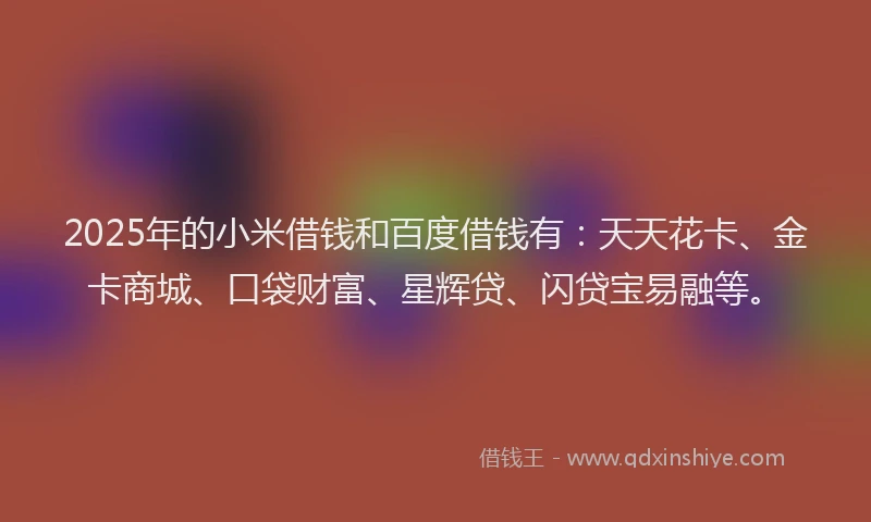 2025年的小米借钱和百度借钱有：天天花卡、金卡商城、口袋财富、星辉贷、闪贷宝易融等。