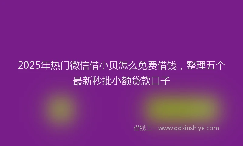 2025年热门微信借小贝怎么免费借钱，整理五个最新秒批小额贷款口子