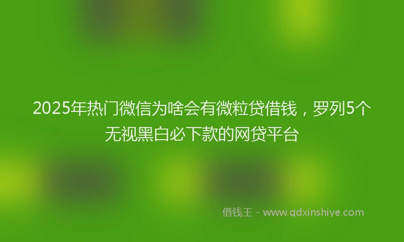 2025年热门微信为啥会有微粒贷借钱，罗列5个无视黑白必下款的网贷平台