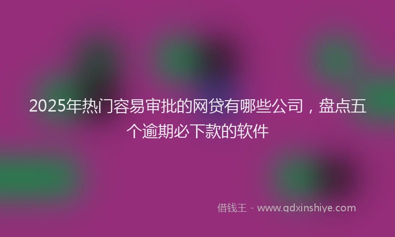 2025年热门容易审批的网贷有哪些公司，盘点五个逾期必下款的软件