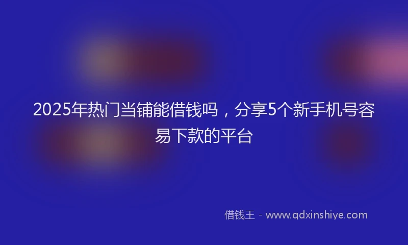 2025年热门当铺能借钱吗，分享5个新手机号容易下款的平台