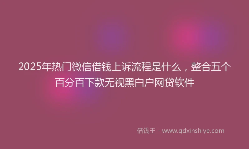 2025年热门微信借钱上诉流程是什么，整合五个百分百下款无视黑白户网贷软件