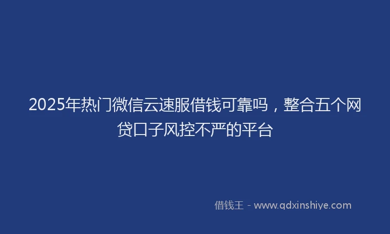 2025年热门微信云速服借钱可靠吗，整合五个网贷口子风控不严的平台