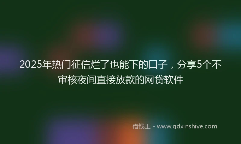 2025年热门征信烂了也能下的口子，分享5个不审核夜间直接放款的网贷软件