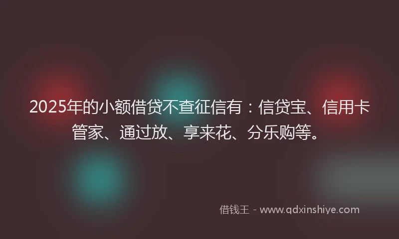 2025年的小额借贷不查征信有：信贷宝、信用卡管家、通过放、享来花、分乐购等。