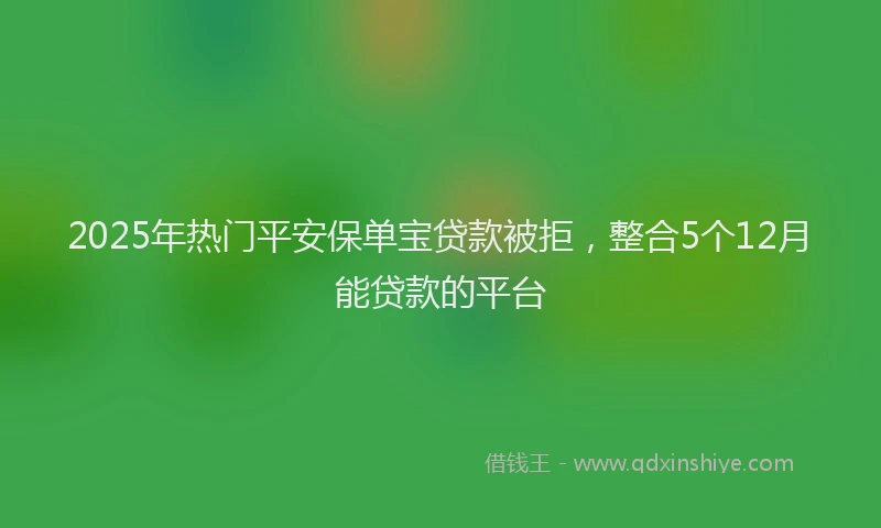 2025年热门平安保单宝贷款被拒，整合5个12月能贷款的平台