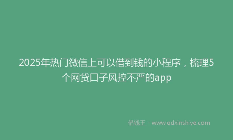 2025年热门微信上可以借到钱的小程序，梳理5个网贷口子风控不严的app