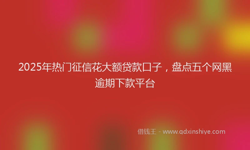 2025年热门征信花大额贷款口子，盘点五个网黑逾期下款平台