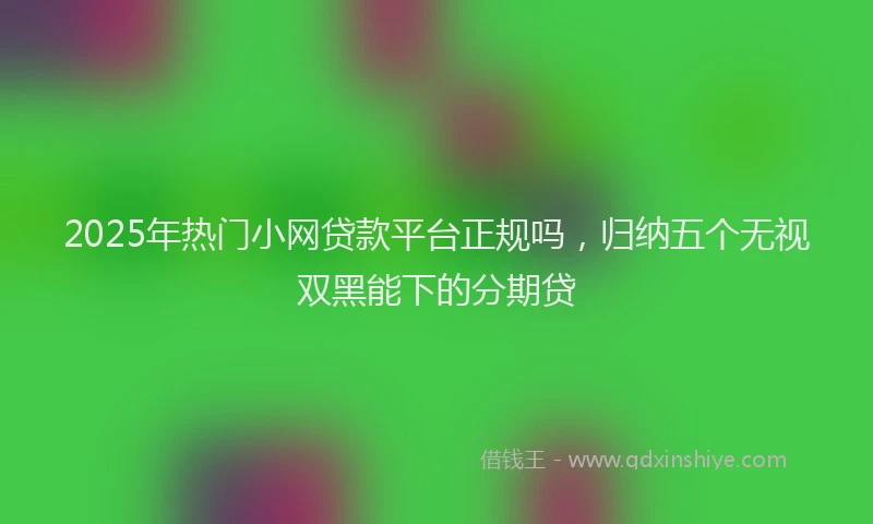 2025年热门小网贷款平台正规吗，归纳五个无视双黑能下的分期贷