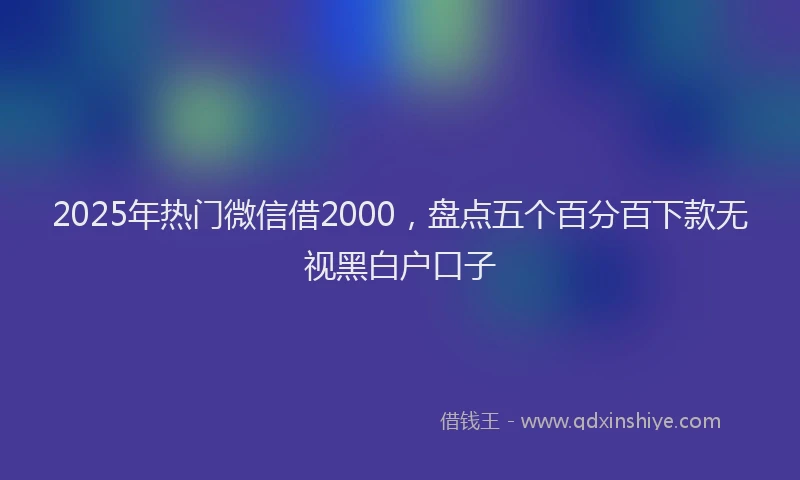 2025年热门微信借2000，盘点五个百分百下款无视黑白户口子
