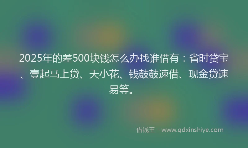 2025年的差500块钱怎么办找谁借有：省时贷宝、壹起马上贷、天小花、钱鼓鼓速借、现金贷速易等。