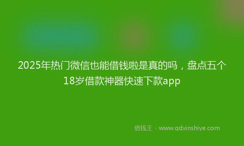 2025年热门微信也能借钱啦是真的吗，盘点五个18岁借款神器快速下款app