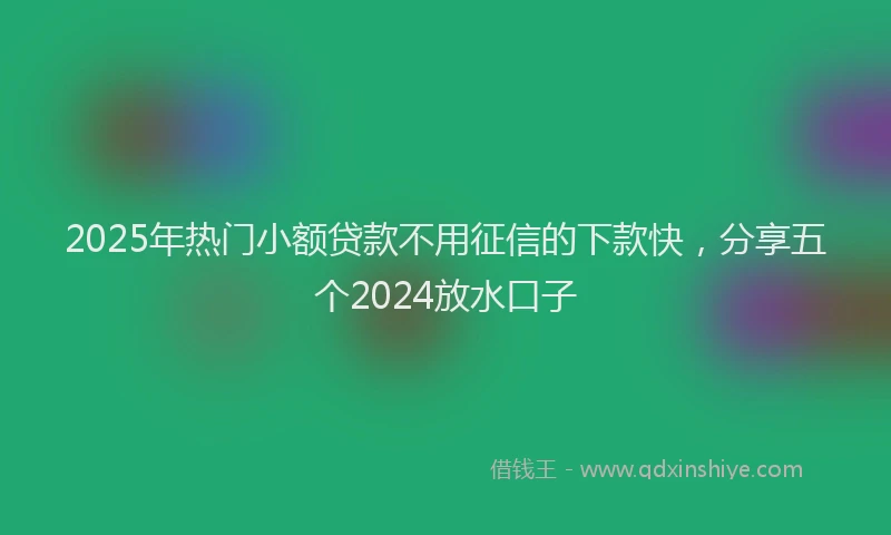 2025年热门小额贷款不用征信的下款快，分享五个2024放水口子