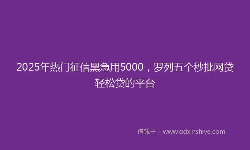 2025年热门征信黑急用5000，罗列五个秒批网贷轻松贷的平台