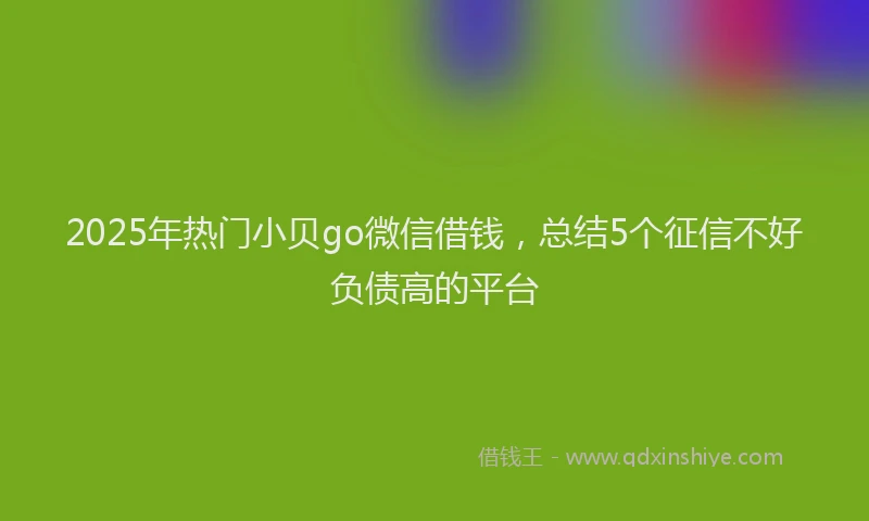 2025年热门小贝go微信借钱，总结5个征信不好负债高的平台