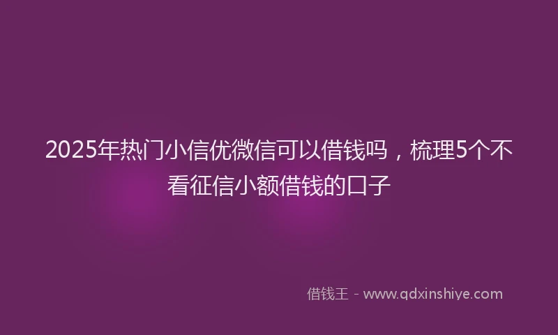 2025年热门小信优微信可以借钱吗，梳理5个不看征信小额借钱的口子