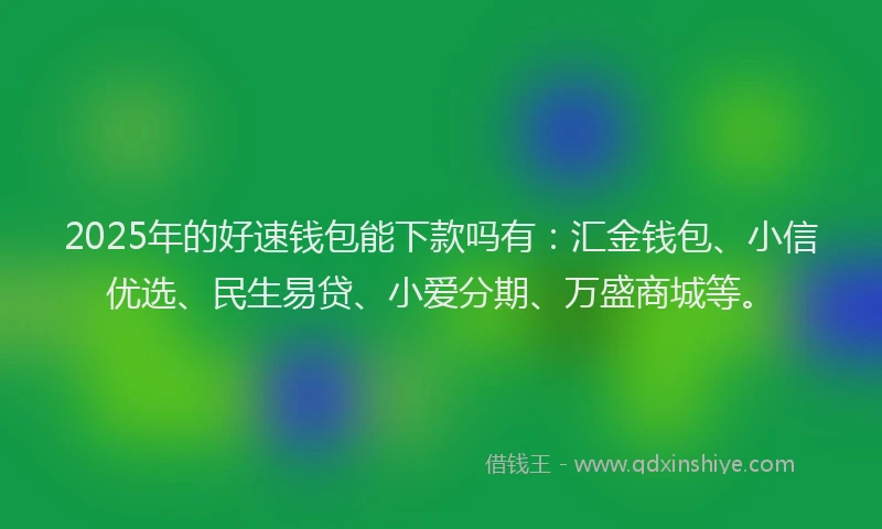 2025年的好速钱包能下款吗有：汇金钱包、小信优选、民生易贷、小爱分期、万盛商城等。