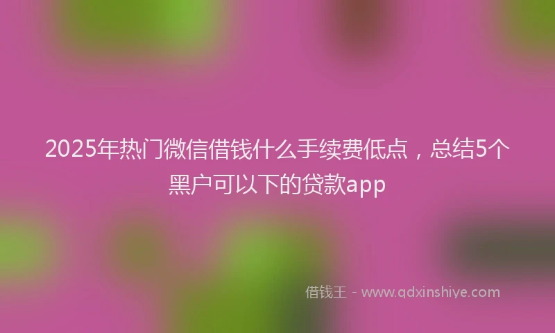 2025年热门微信借钱什么手续费低点，总结5个黑户可以下的贷款app