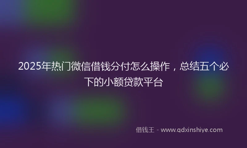 2025年热门微信借钱分付怎么操作，总结五个必下的小额贷款平台