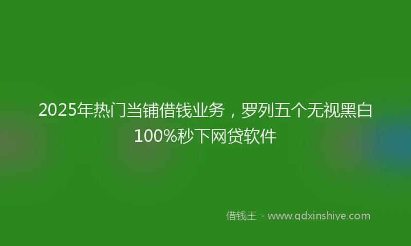 2025年热门当铺借钱业务，罗列五个无视黑白100%秒下网贷软件