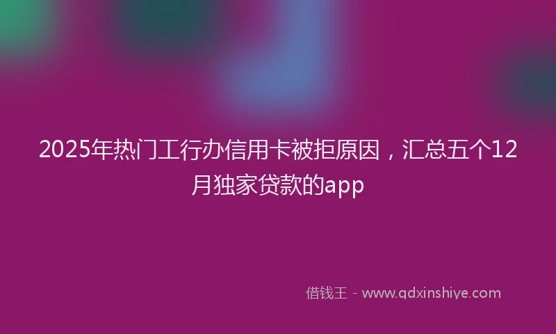 2025年热门工行办信用卡被拒原因，汇总五个12月独家贷款的app