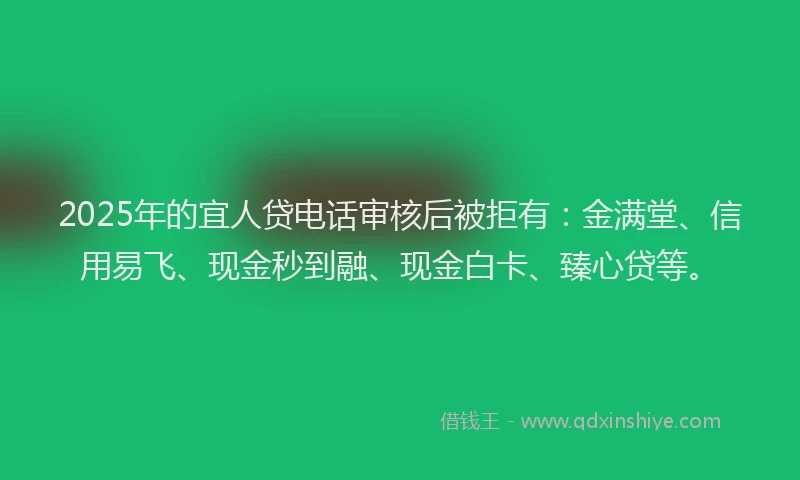 2025年的宜人贷电话审核后被拒有：金满堂、信用易飞、现金秒到融、现金白卡、臻心贷等。