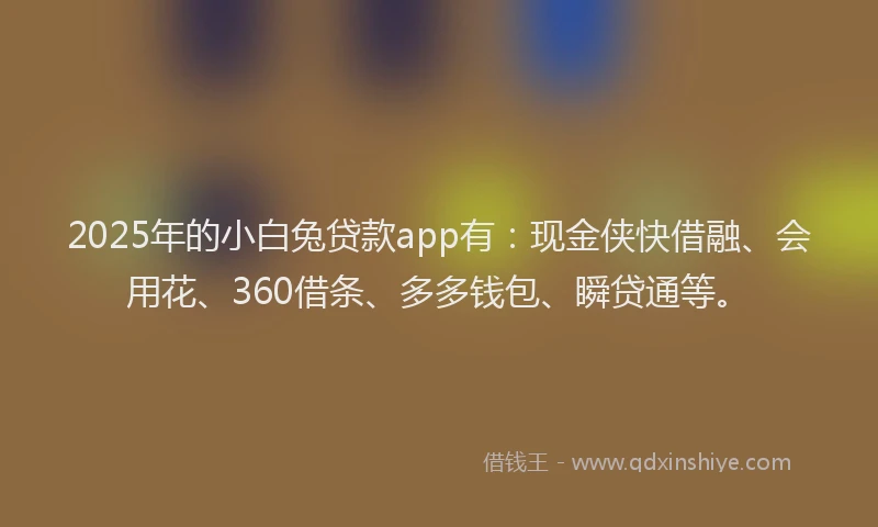 2025年的小白兔贷款app有：现金侠快借融、会用花、360借条、多多钱包、瞬贷通等。