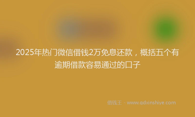 2025年热门微信借钱2万免息还款，概括五个有逾期借款容易通过的口子