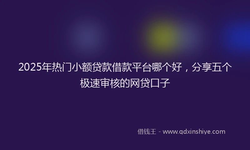 2025年热门小额贷款借款平台哪个好，分享五个极速审核的网贷口子
