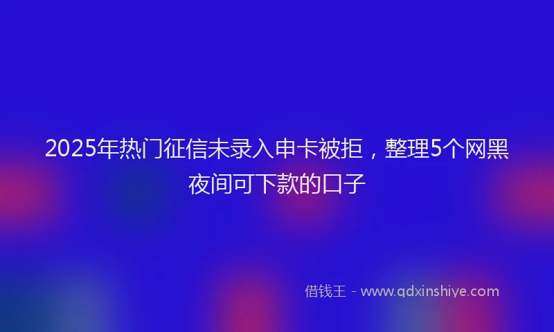 2025年热门征信未录入申卡被拒，整理5个网黑夜间可下款的口子
