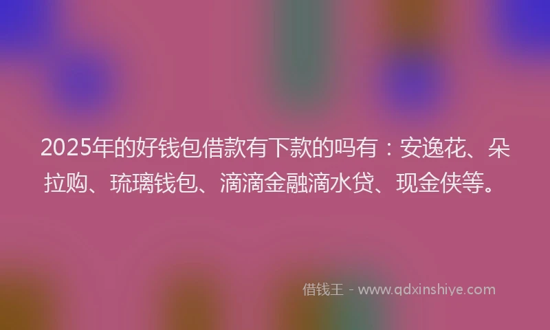 2025年的好钱包借款有下款的吗有：安逸花、朵拉购、琉璃钱包、滴滴金融滴水贷、现金侠等。