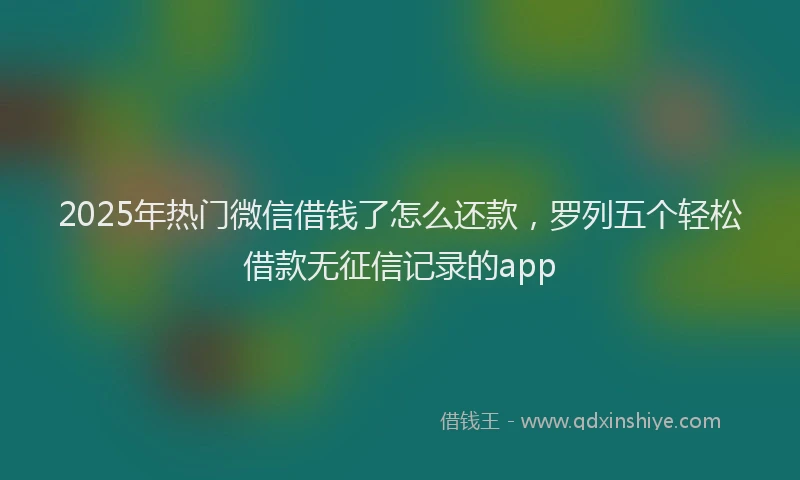 2025年热门微信借钱了怎么还款，罗列五个轻松借款无征信记录的app