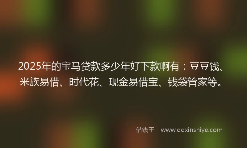 2025年的宝马贷款多少年好下款啊有：豆豆钱、米族易借、时代花、现金易借宝、钱袋管家等。