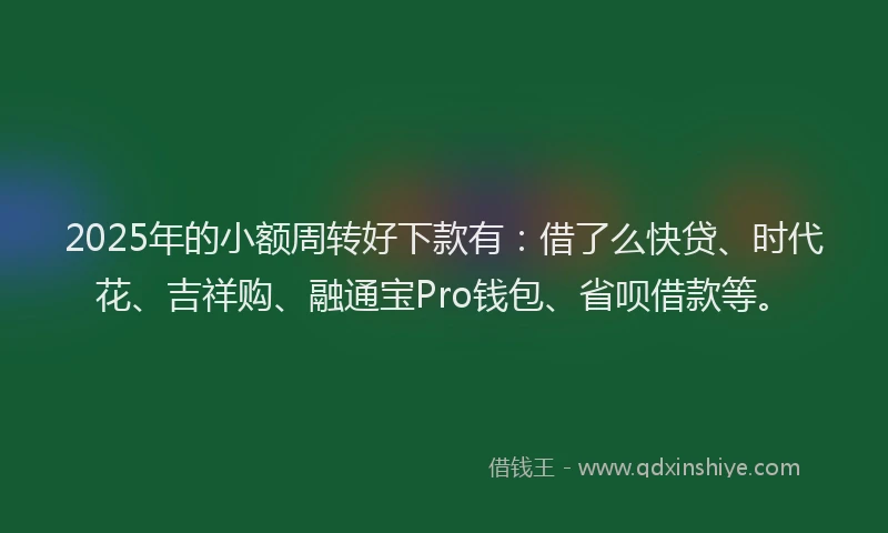 2025年的小额周转好下款有：借了么快贷、时代花、吉祥购、融通宝Pro钱包、省呗借款等。