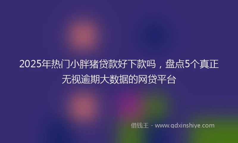 2025年热门小胖猪贷款好下款吗，盘点5个真正无视逾期大数据的网贷平台
