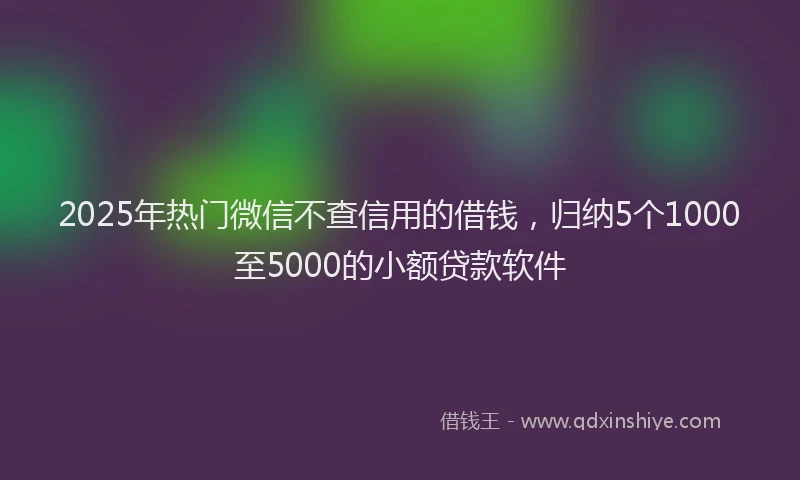 2025年热门微信不查信用的借钱，归纳5个1000至5000的小额贷款软件
