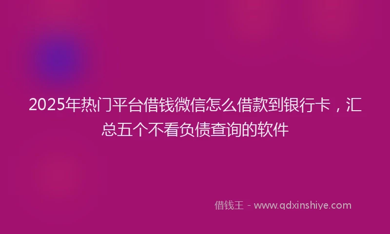 2025年热门平台借钱微信怎么借款到银行卡，汇总五个不看负债查询的软件