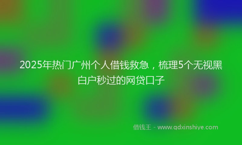 2025年热门广州个人借钱救急，梳理5个无视黑白户秒过的网贷口子