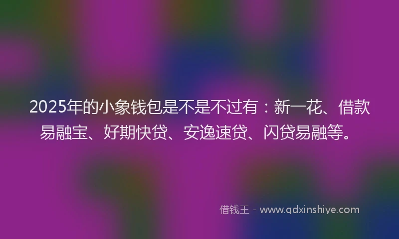2025年的小象钱包是不是不过有：新一花、借款易融宝、好期快贷、安逸速贷、闪贷易融等。