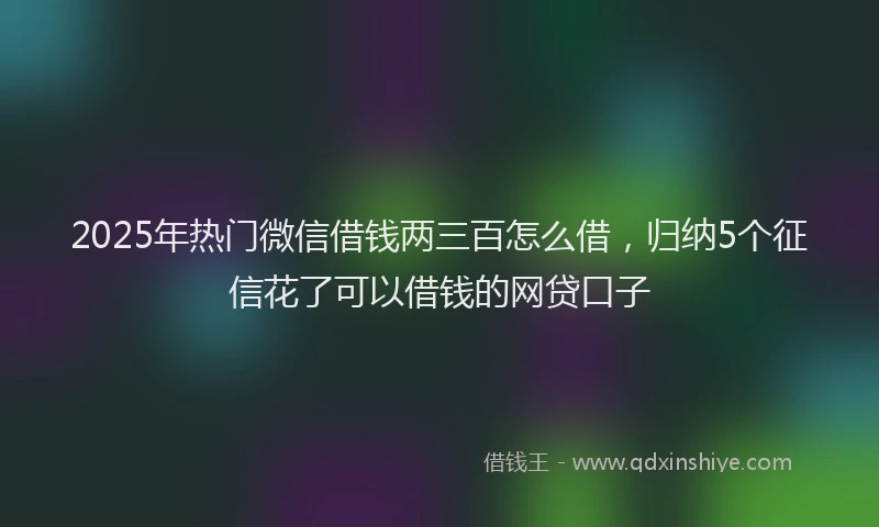 2025年热门微信借钱两三百怎么借，归纳5个征信花了可以借钱的网贷口子