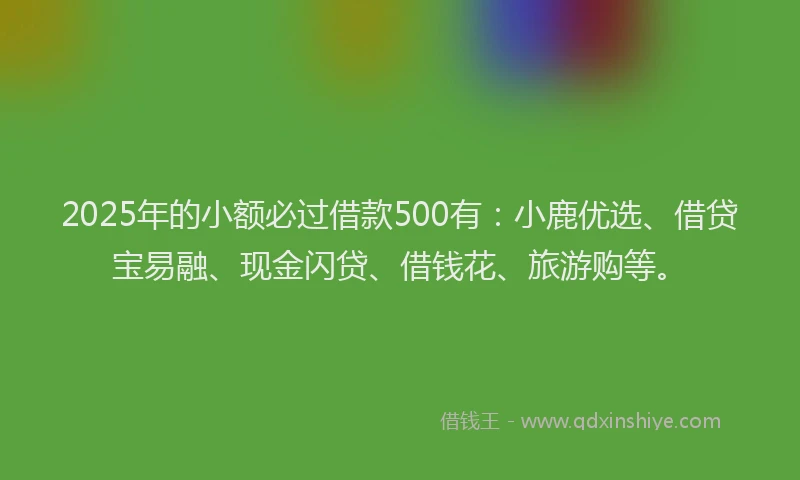 2025年的小额必过借款500有：小鹿优选、借贷宝易融、现金闪贷、借钱花、旅游购等。