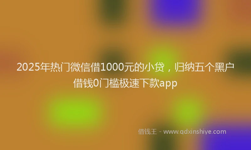 2025年热门微信借1000元的小贷，归纳五个黑户借钱0门槛极速下款app