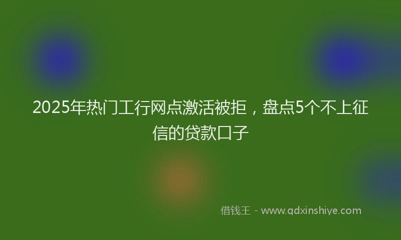 2025年热门工行网点激活被拒，盘点5个不上征信的贷款口子