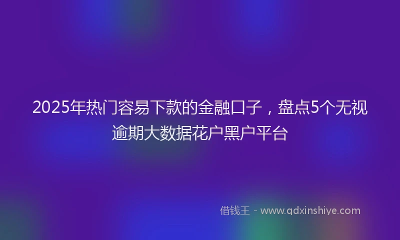 2025年热门容易下款的金融口子，盘点5个无视逾期大数据花户黑户平台
