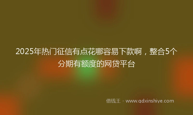 2025年热门征信有点花哪容易下款啊，整合5个分期有额度的网贷平台