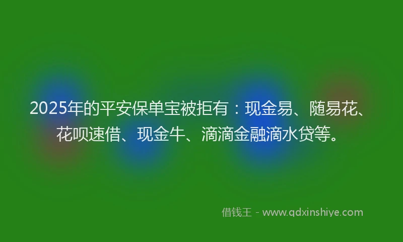 2025年的平安保单宝被拒有：现金易、随易花、花呗速借、现金牛、滴滴金融滴水贷等。