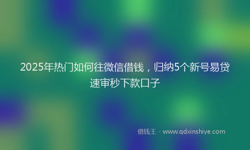 2025年热门如何往微信借钱，归纳5个新号易贷速审秒下款口子