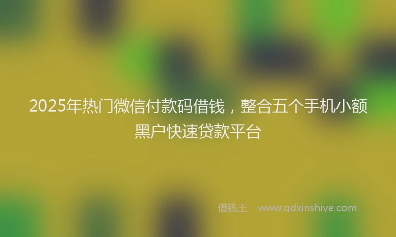 2025年热门微信付款码借钱，整合五个手机小额黑户快速贷款平台
