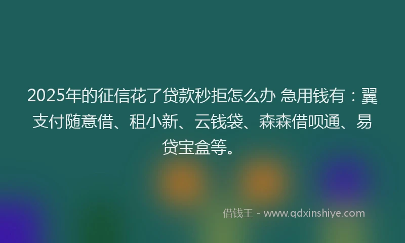 2025年的征信花了贷款秒拒怎么办 急用钱有：翼支付随意借、租小新、云钱袋、森森借呗通、易贷宝盒等。